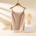 thumbnail image 5 of Tank Tops for Women Built in Bra Backless Basic Double Lined Summer Spaghetti Strap Sleeveless Cami Workout Shirts with Molded Cups and Adjustable Straps Beige L, 5 of 8