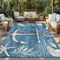 thumbnail image 3 of Fsddascl Blue Nautical Anchor Outdoor Rug for Patio/Deck/Porch, Non-Slip Large Area Rug 5 x 8 Ft, Summer Coastal Ocean Coral Indoor Outdoor Rugs Washable Area Rugs, Reversible Camping Rug Carpet, 3 of 5