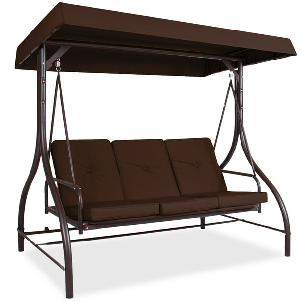 Best Choice Products 3-Seat Converting Outdoor Patio Canopy Swing Hammock -  Brown - Walmart.com - Walmart.com