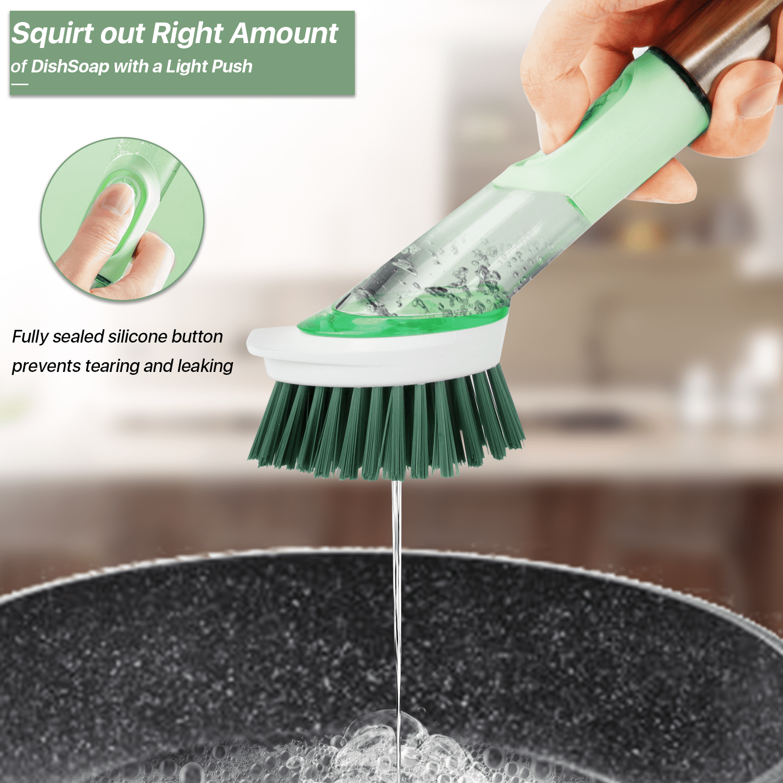 PHYEX 2-Pack Kitchen Green Scrub Brush for Cleaning Dishes Pots Pan Sink  and