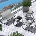 thumbnail image 3 of Uforic 4 Pieces Outdoor Furniture Set Patio Textilene Steel Conversation Set with Loveseat Tea Table - Gray, 3 of 8