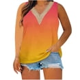 thumbnail image 2 of QUINDOS Womens Shirts Orange Yoga Plus Size Tunic for Sexy V-Neck Blouse Lace Casual Loose Summer Sleeveless Tank Womens Tank Tops, 2 of 4