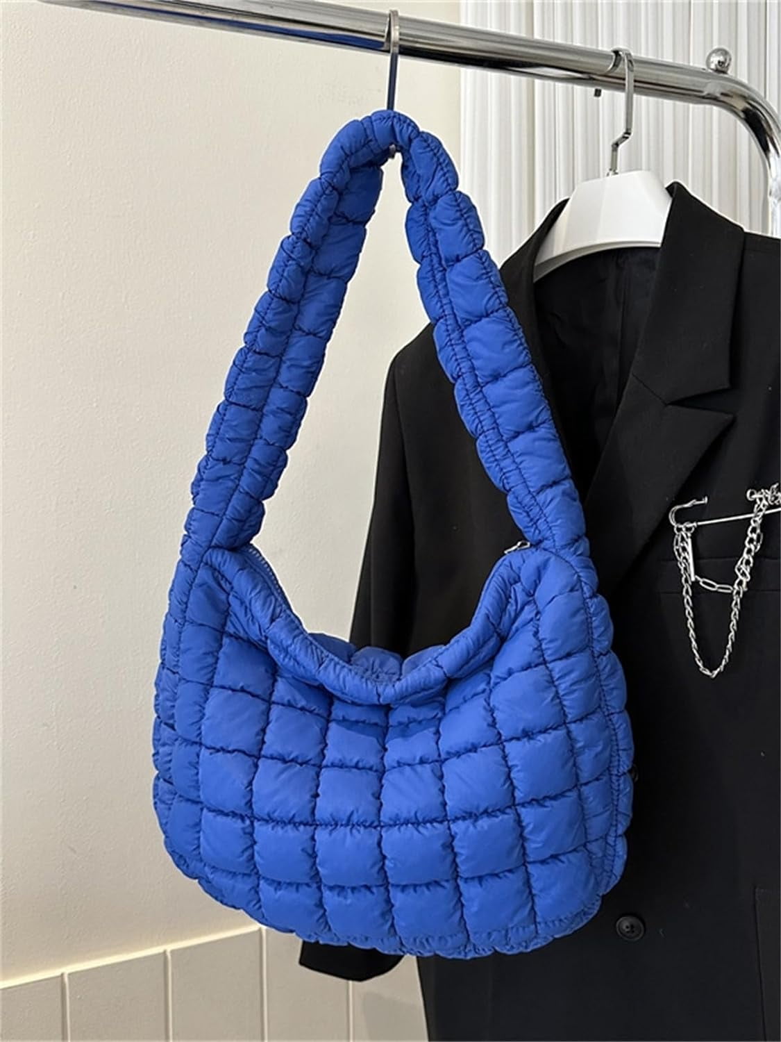 Kukuzhu Puffer Tote Bag Women Quilted Large Shoulder Bags Puffy Bubble Hobo Pleated Purse Nylon Padding Cloud Crossbody Bag 2023
