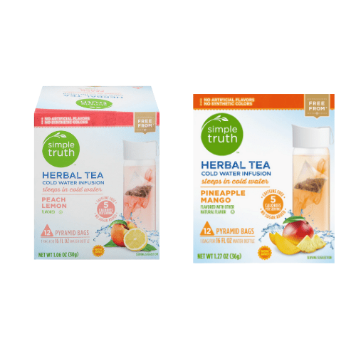 Simple Truth Herbal Tea Peach Lemon and Pineapple Mango 12 Count Pyramid Bags,2 Pack Variety