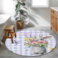 thumbnail image 4 of Round Area Rug 3ft, Happy Easter Words Non-Slip Non-Shedding Floor Mat, Cute Bunny Flowers Butterfly Washable Sturdy Carpet for Living Room Bedroom Home Decor, 4 of 9