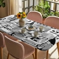 thumbnail image 3 of Torn Paper Table Cloths for 5 Foot Rectangle Tables, Vintage Abstract Collage Newspaper Art Patio Waterproof Elastic Fitted Tablecloths, Washable Rectangular Table Cover for Camping, 3 of 8