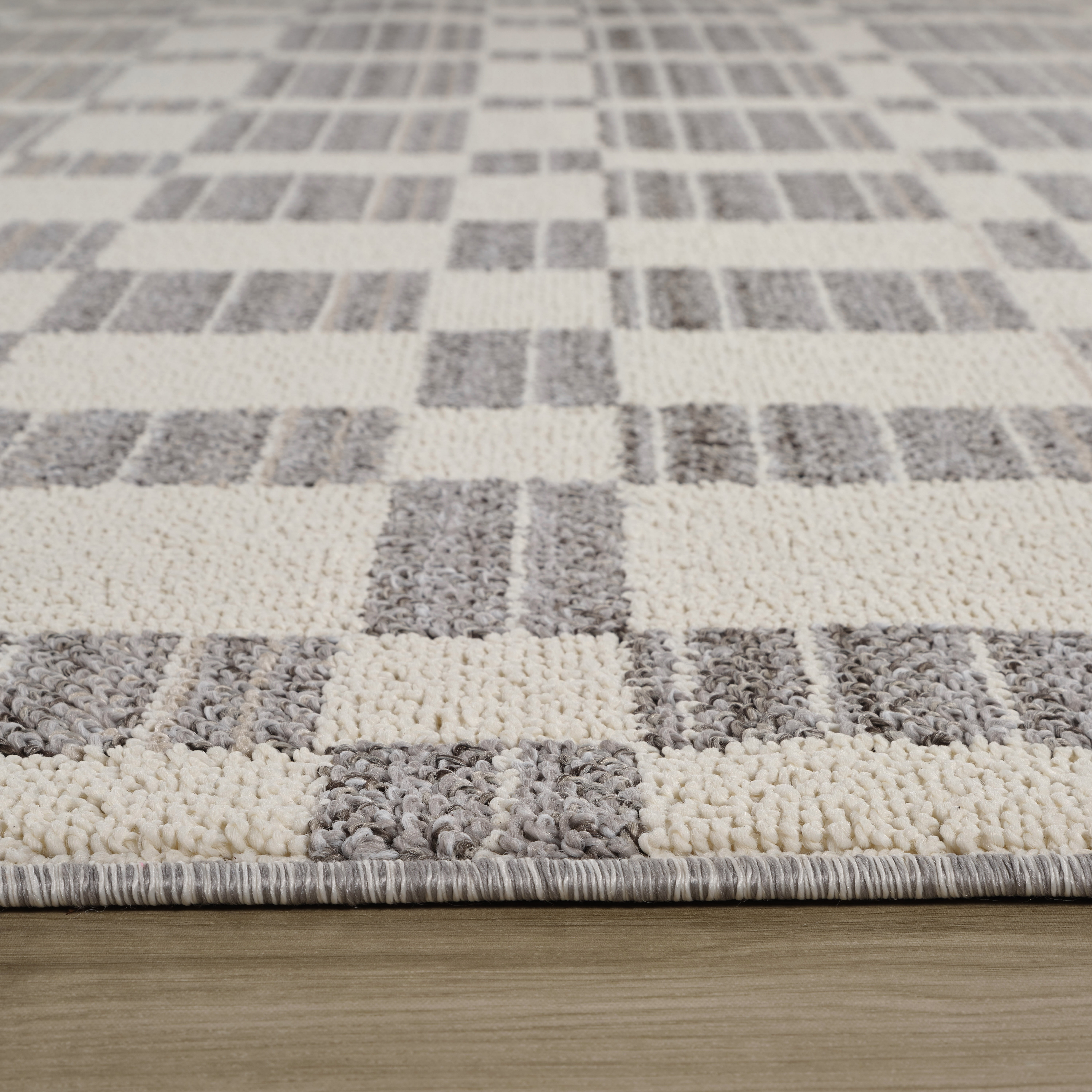 Rug Branch Jules Checkered Indoor Area Rug, Grey Beige, Modern - Living Room, Bedroom, Dining Room, and Kitchen