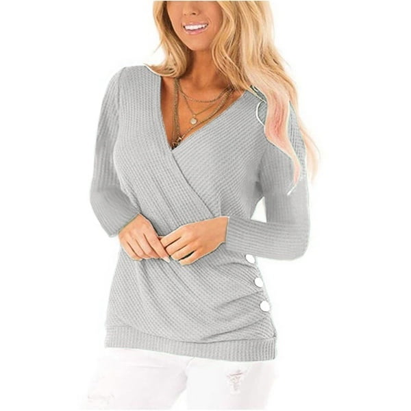 deep v neck knit sweater