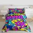 thumbnail image 2 of jejeloiu Watercolor Graffiti Hippie Full Size Comforter Sets,Colorful Aesthetic Bedding Sets For Girls Boys Reversible 3-Piece, 2 of 8