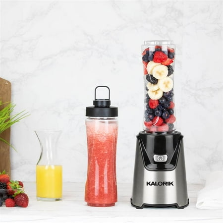 Kalorik - 20-Oz. Single Serve Blender with 2 Tritan Bottles - Stainless Steel