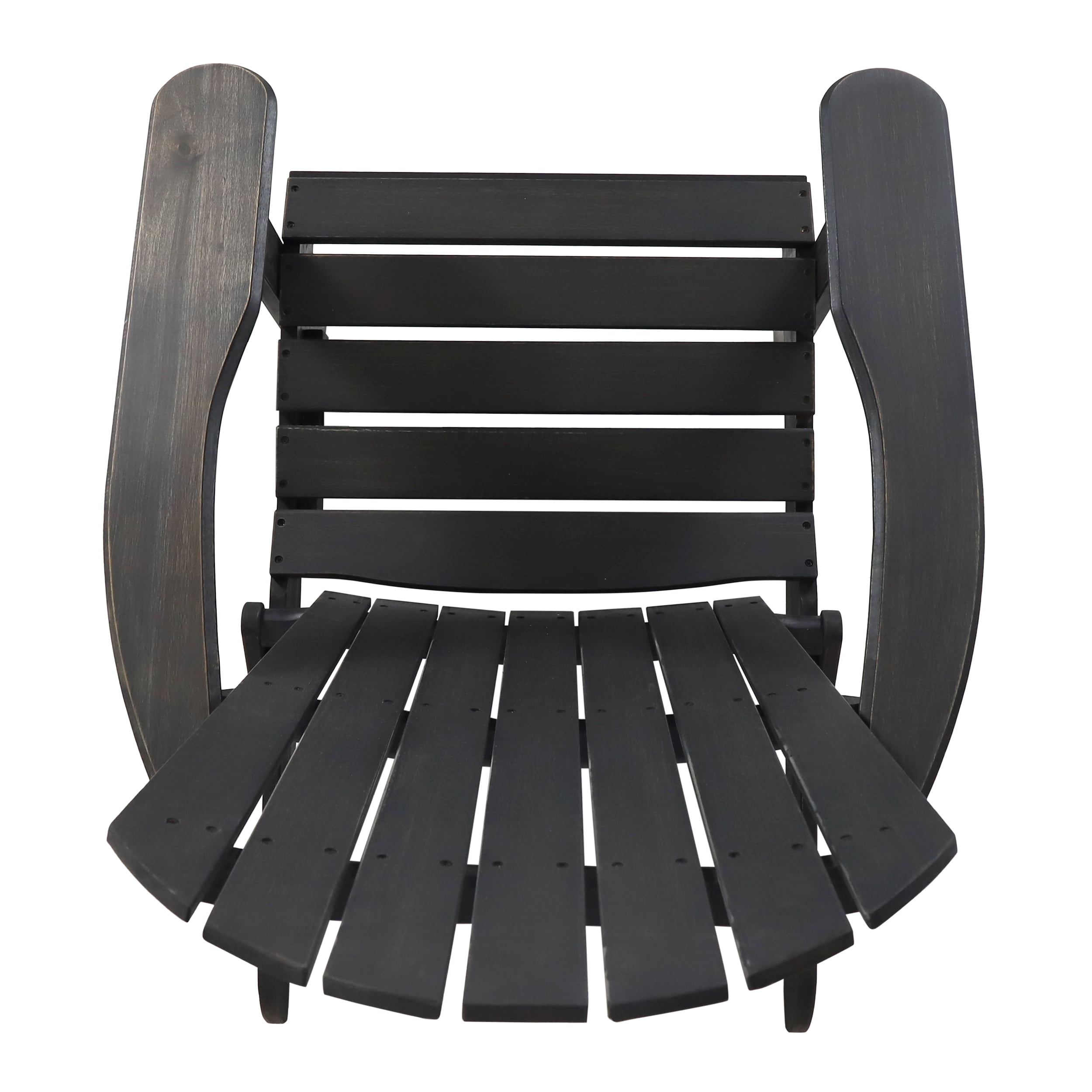 Ariel Outdoor Acacia Wood Folding Adirondack Chairs with Cushions (Set of 2), Dark Gray and Navy Blue