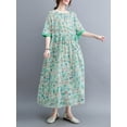 thumbnail image 2 of Vestido suelto de mujer con bolsillos Floral Medias mangas Cordón en la cintura Vestido de vaca MABOTO Vestido, 2 of 7