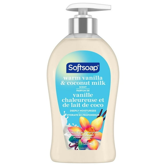 Pompe de savon liquide pour les mains hydratant intense Softsoap Warm Vanilla & Coconut Milk, 332 mL Savon liquide