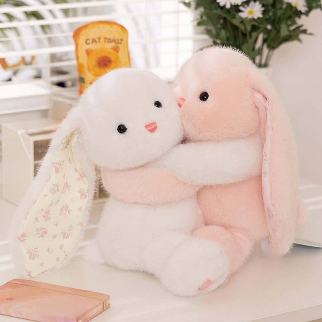 Cuddly Plush Bunny Stuffed Animal-Magnetic Hug Soft Long Eared Rabbit Easter Toy for Birthday Gift