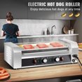 thumbnail image 2 of KFFKFF Hot Dog Roller, 12 Hot Dog 5 Rollers, 750W Stainless Steel Cook Warmer Machine w/ Dual Temp Control, LED Light and Detachable Drip Tray, Sausage Grill Cooker for Kitchen Restaurant, 2 of 9
