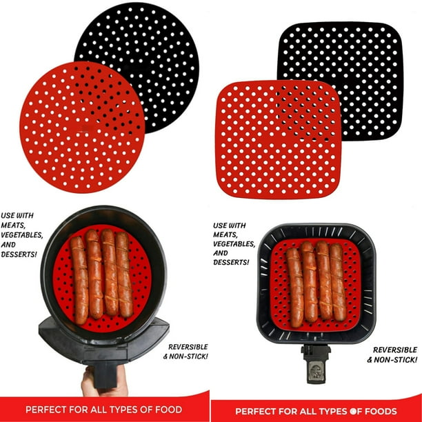 Cheers.US Reusable Air Fryer Liners, Square/Round Type Silicone Basket