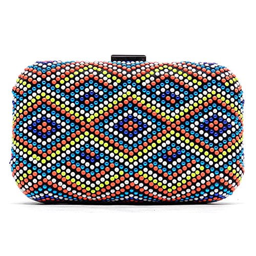 2Chique Boutique Multicolored Acrylic Studded Evening Bag with Straps