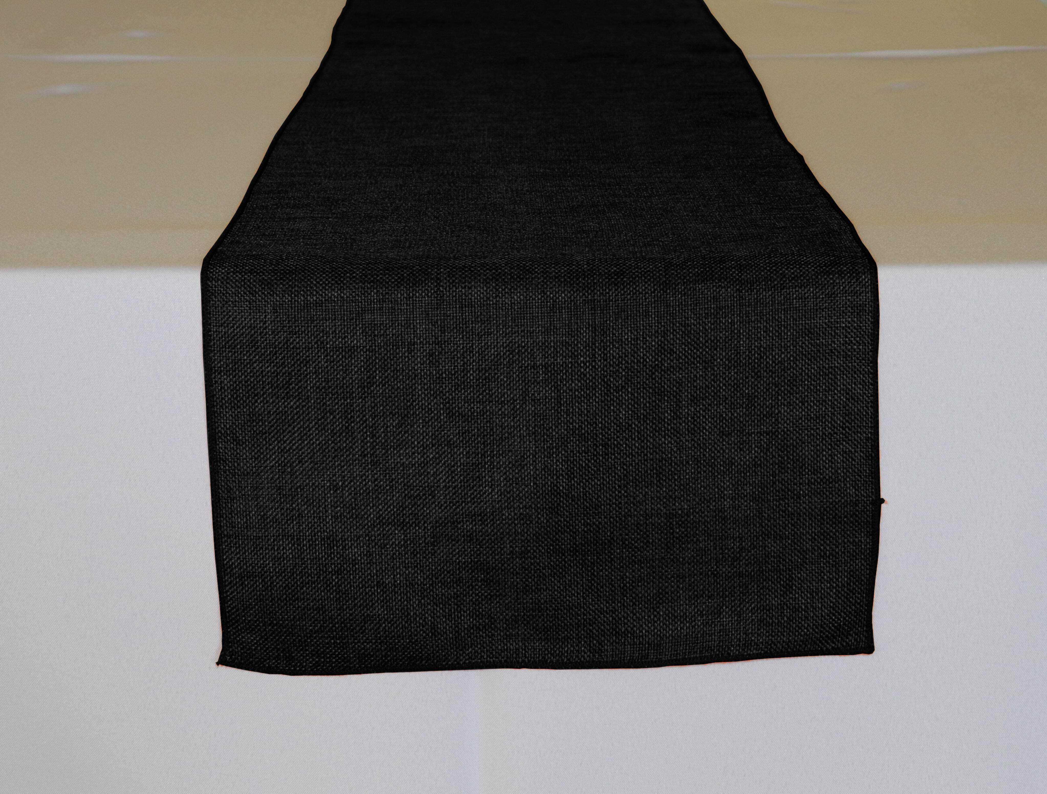 Faux Burlap Table Runner Solid Black