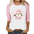 thumbnail image 1 of LckLvx Chandails de Noël pour Femmes Col Rond Manches 3/4 Raglan Hauts Mignons Graphiques Décontractés T-Shirts, 1 of 4