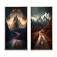 thumbnail image 2 of Designart "Endless Roads Through Misty Snowy Mountains" Meadow Framed Wall Art Set Of 2 - Traditional Black Framed Canvas Set For Living Room Decor, 2 of 6