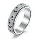 thumbnail image 1 of Anillo giratorio de acero inoxidable con forma de luna y estrella hueca esmerilada, anillo antiestrés de acero de titanio para mujer, joyería, 1 of 6