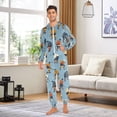 thumbnail image 6 of FORMRS Onesies Pajama for Adults Unisex Hoodie Winter Jumpsuit One Piece Sleepwear, Sizes S-2XL, Blue Hockey Pattern, 6 of 7