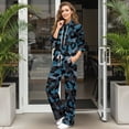 thumbnail image 3 of Psesaysky Women 2 Piece Outfits Blue Cheetah Print Fall Sweatsuits Turtleneck Sweatshirt Wide Leg Sweatpants Y2K Lounge Sets Tracksuit, Size XS, 3 of 6