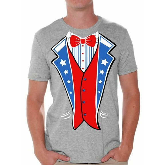 Tuxedo Shirts for Men - Graphic Tees - Fun USA Flag Tshirt