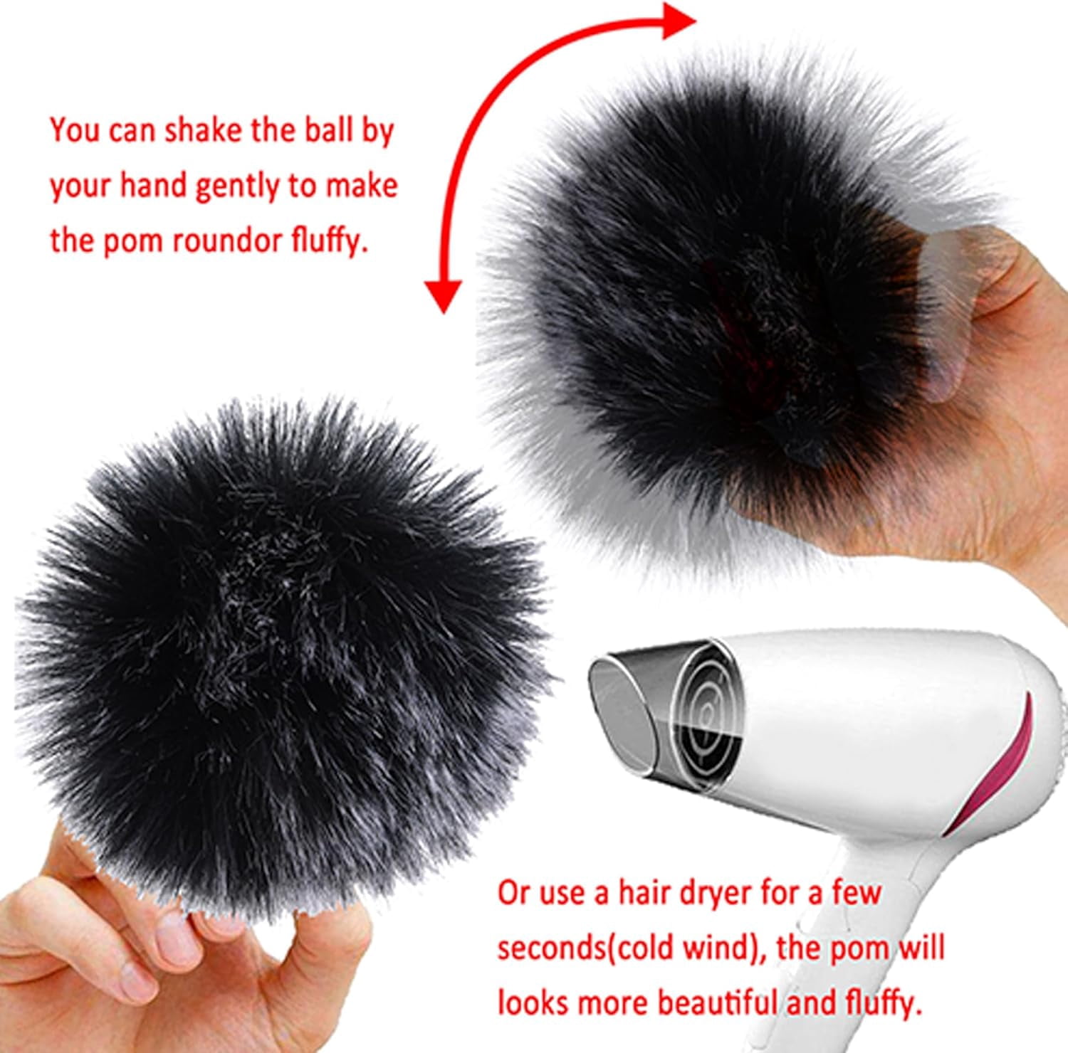 46 Pieces Faux Fur Pom Pom Fluffy Hat Pom Pom Balls with Elastic Loop DIY Faux Fox Fur Pom Pom for Hats Beanie Shoes Scarves Gloves Bags Accessories(Soft Color)