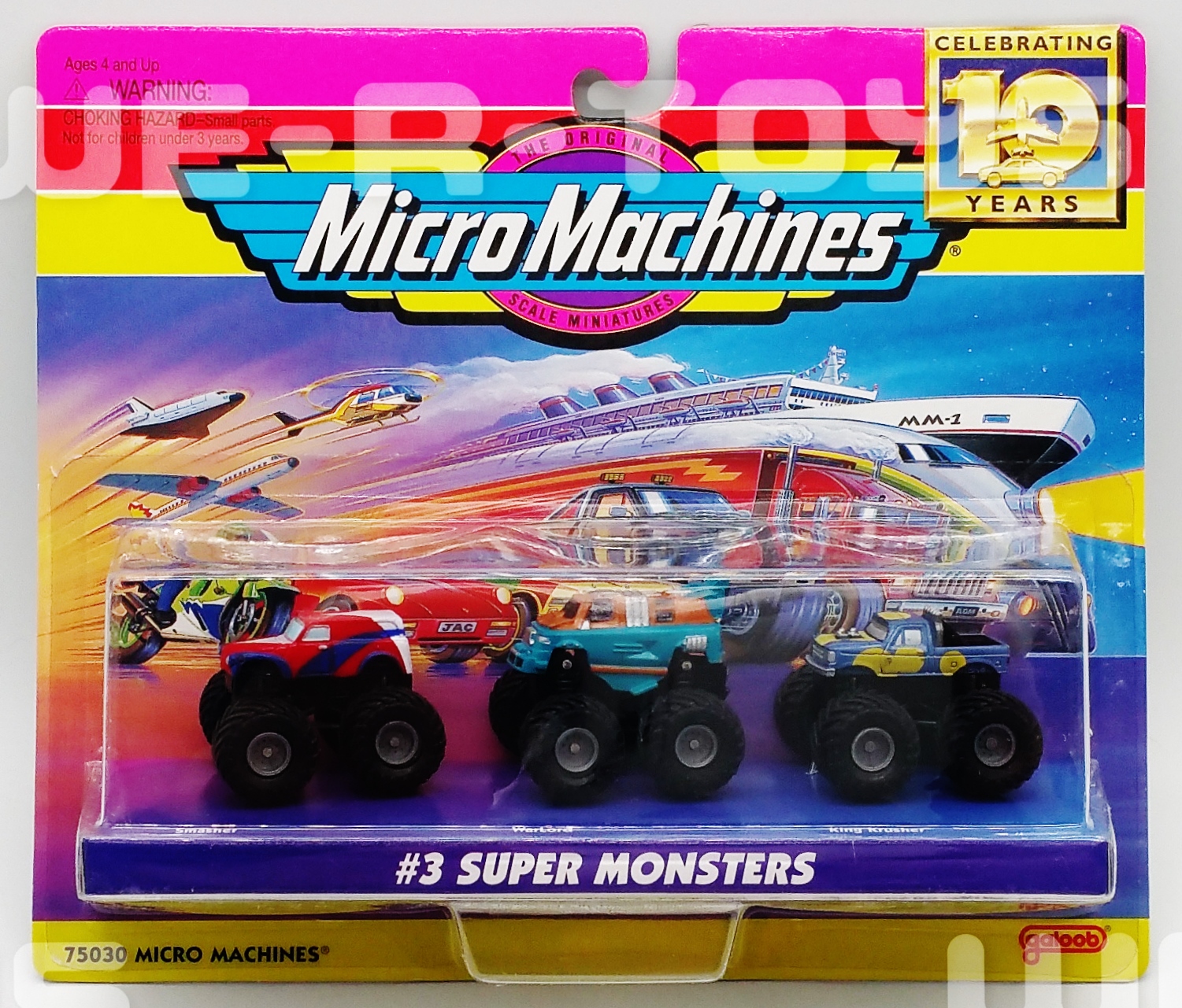 Micro Machines 10th Anniversary 3 Super Monsters Vehicles Galoob 1996 