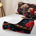 thumbnail image 4 of Homewish Spooky Horror Skull Bed Spread Queen,Vintage Red Rose Queen Coverlet Set,Halloween Duvet,3pcs, 4 of 7