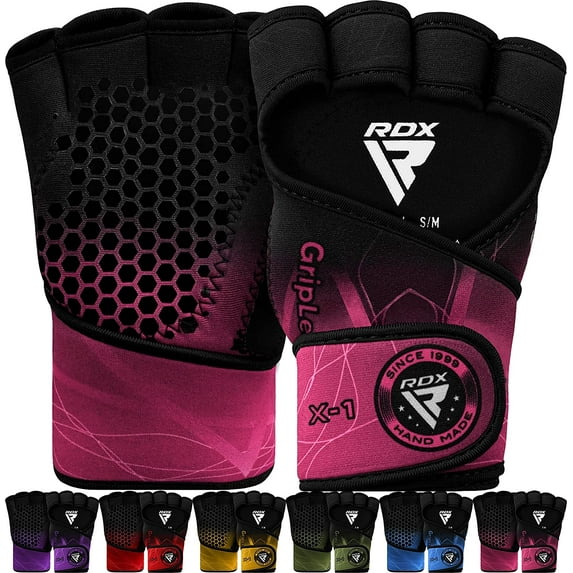 RDX Weight Lifting Gloves Grips Fitness Gym Workout, Long Wrist Support, Ventilated Open Back Anti-Slip Gripper, Strength Training Deadlift HIIT Exercise, Women Men Cycling Climbing Gymnastics Rowing