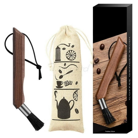 

Coffee Grinder Powder Cleaning Brush Natural Bristles Walnut Wood for Barista Home Kitchen Bean Grain Tool