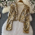 thumbnail image 5 of AWZXDE Girls Glitter Sequin Jacket 2026 Spring Autumn Solid Color Shiny Kids Coat Fashion Outerwear For Toddler And Kids Daily Yellow, 5 of 5
