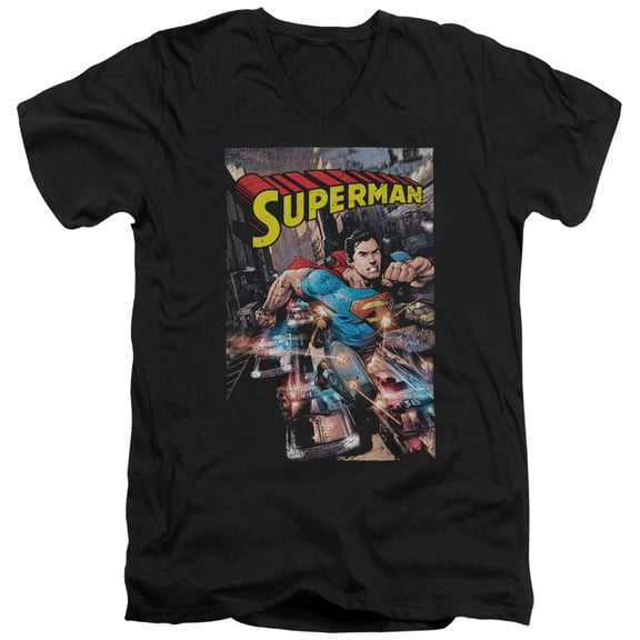 Superman - Action One - Slim Fit V Neck Shirt - Small