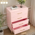 thumbnail image 6 of Jojoka 4-Drawers Dresser for Bedroom Chest of Drawers, Wood Nightstand Storage Organizer Cabinet with Metal Handle for Living Room, Entryway, Hallway, Pink, 6 of 8