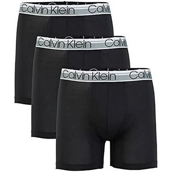 Calvin Klein Men`s Microfiber Boxer Briefs 3 Pack (Black(NP2370-001)/Silver, M)