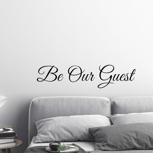 QTH Be Our Guest - Large Wall Decals for Door Family Decal Quote Word Sayings Sticker Sign Family Decor Removable Vinyl for Office Guest Room Home 36x9 Inches