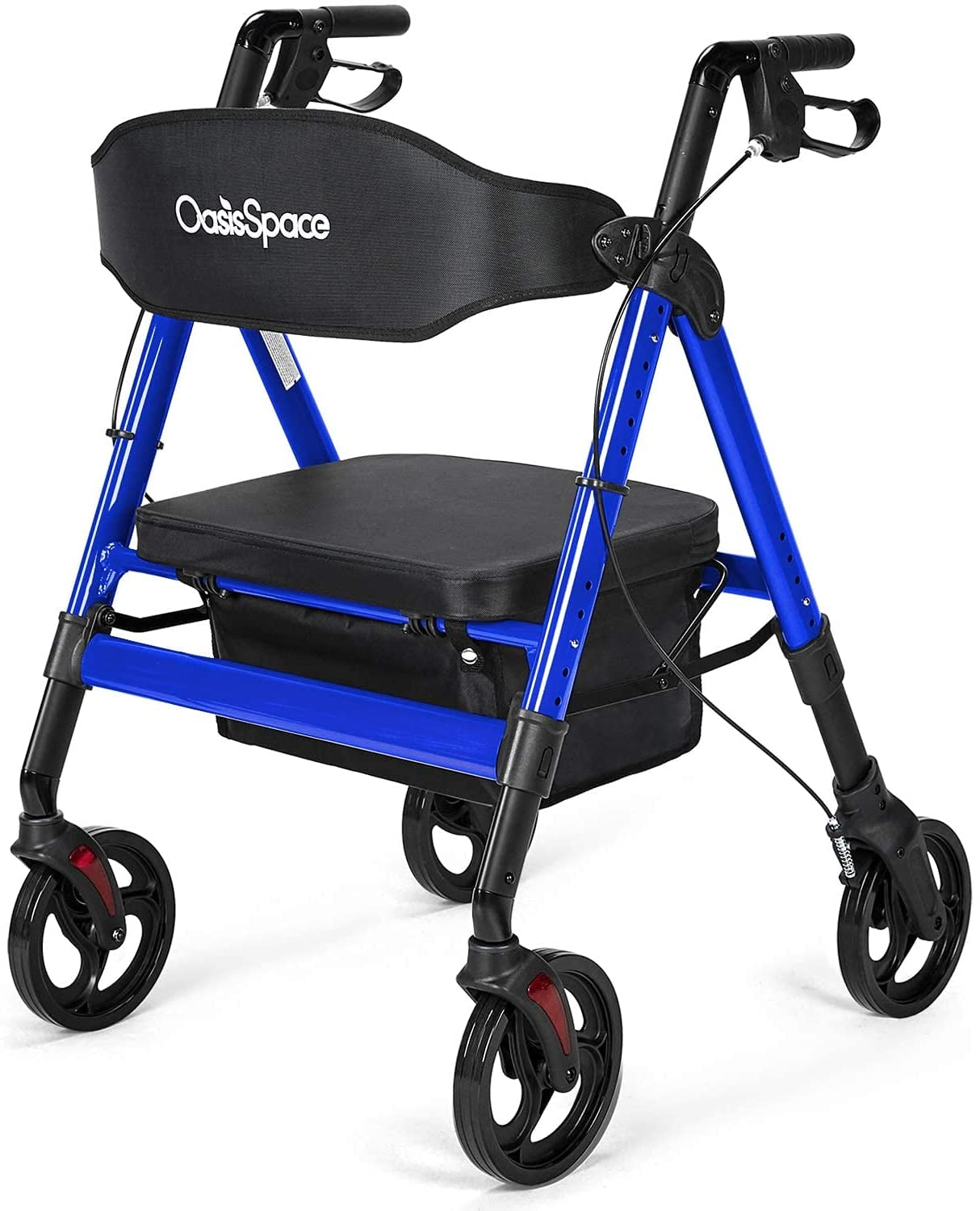 OasisSpace Duty Rollator Walker - Bariatric Rollator Walker with Large Seat for Seniors Support up 500 lbs (Blue) - Walmart.com