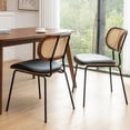 thumbnail image 5 of FOWEOAIU Modern Dining Chairs,Leather Upholstered Side Chairs With Cane Back, Black (Set of 2), 5 of 9