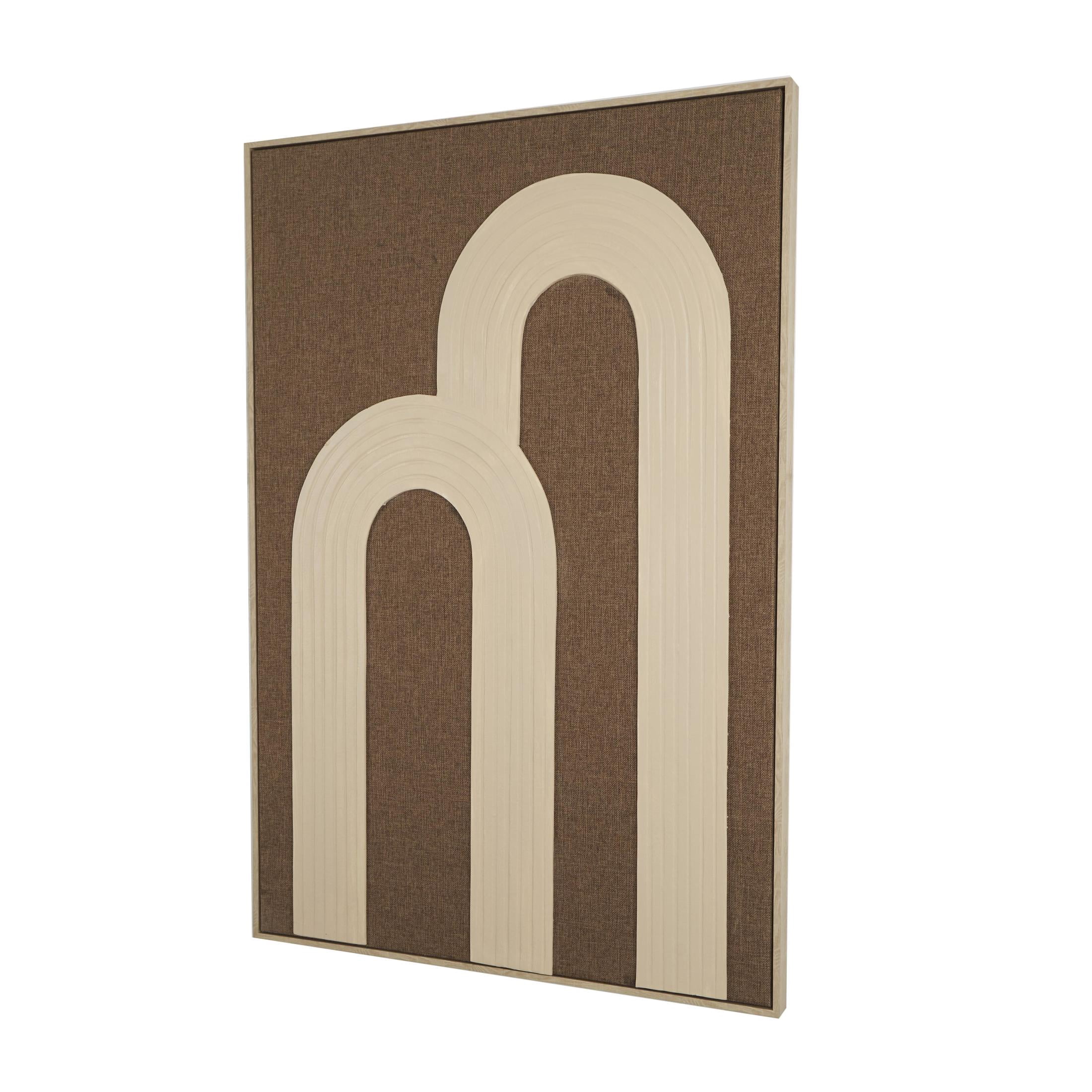 33" x 49" Abstract Framed Wall Art with Overlapping Tan Ribbed Arches, by DecMode