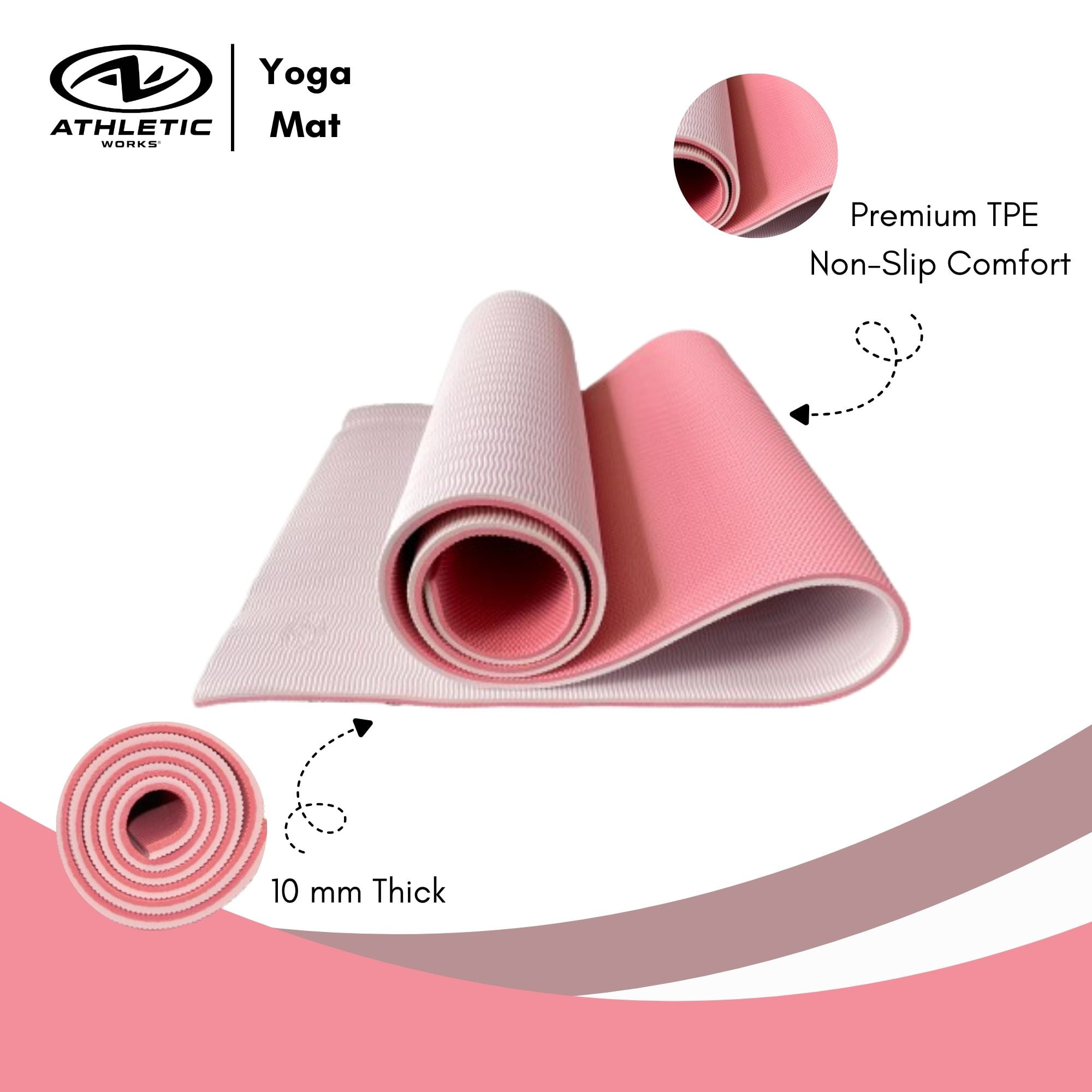 Athletic Works 68x24 inch 10mm TPE Two-Tone Coral and Peach Lily