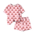 thumbnail image 5 of Amidoa Girls Summer 2 Piece Outfits Cute Floral Short Sleeve and Elastic Waist Shorts Kids Clothing Set Pink Size Pink Size 6, 5 of 6