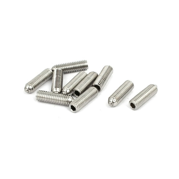 M5x16mm 304 Stainless Steel Spring Hex Socket Ball Point Grub Set Screws 10pcs