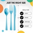 thumbnail image 2 of Crown Display 150-Piece Light Blue Disposable Silverware - Blue Plastic Cutlery Combo Set, 2 of 7