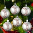 thumbnail image 3 of 6pcs/lot Christmas Pendant Set,Sports Theme Drop Ornament for Christmas Tree,Basketball Baseball Rugby Soccer Shaped Christmas Decor Supplies for Party Holiday Christmas Decoration, 3 of 6