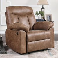 Becket Memory Foam Rocker Recliner With USB in Vintage Brown Finish