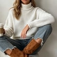 thumbnail image 5 of XUNKUSGA Womens Turtleneck Sweater Classic Solid Color Chunky Knit Pullover Sweaters Loose Casual Long Sleeve Fall Winter Tops Soft Warm Cozy Sweaters for Women Daily Wear,Size 3XL, 5 of 9