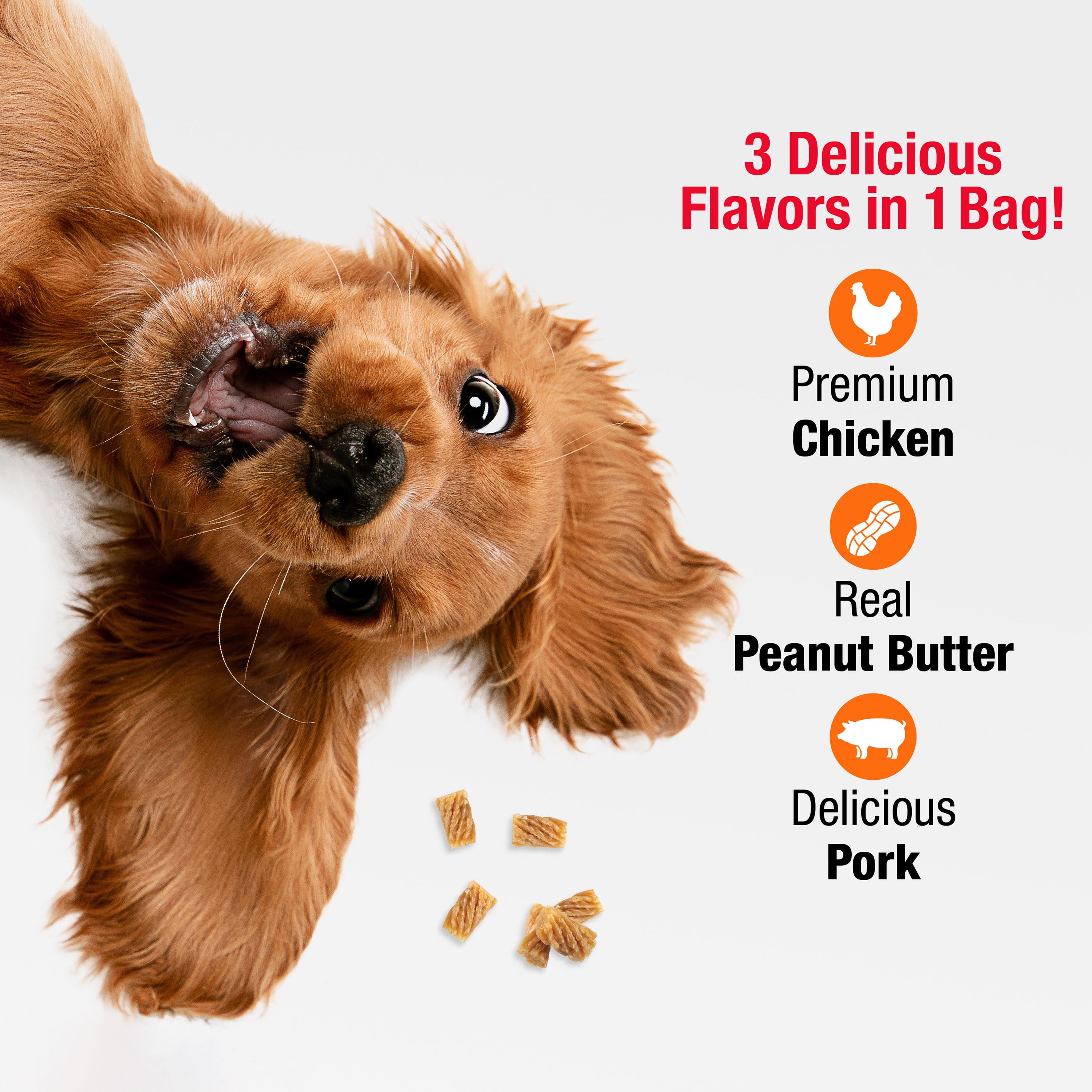 Good ‘n’ Tasty Triple Flavor Mini Churro Style Twists, Gourmet Dog Treats Made with Chicken and Peanut Butter, 100 Count