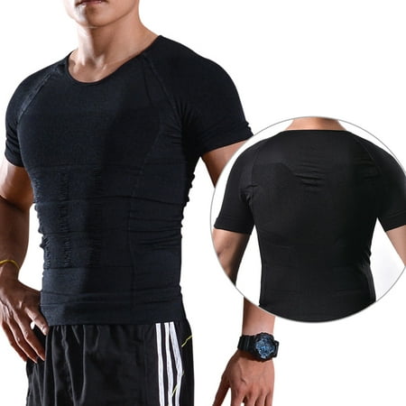 Image Hommes Body Shaper Tummy taille amincissant Shirt Gilets de compression Shapewear Taille XL Noir